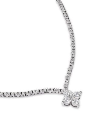 Diamond Clover Collar Necklace in 14K White Gold, 2.0 tcw