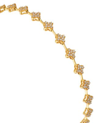 Diamond Clover Cluster Station Bracelet in 14K Yellow Gold, 0.50 tcw
