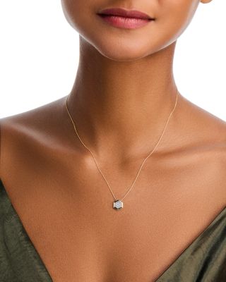 Diamond Honeycomb Hexagon Pendant Necklace in 14K Yellow Gold, 0.25 tcw