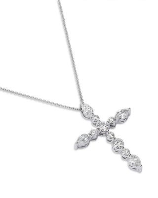Luxe Collection Certified Lab Grown Diamond Cross Pendant Necklace in 14K White Gold, 1.50 tcw