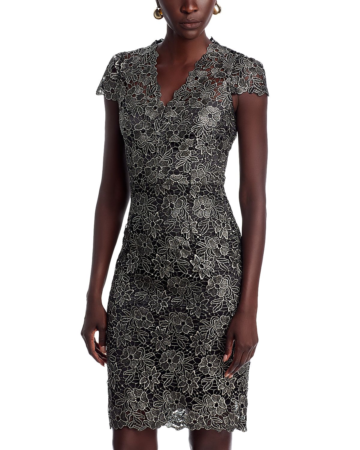 Eliza J Cap Sleeve Lace Sheath Dress