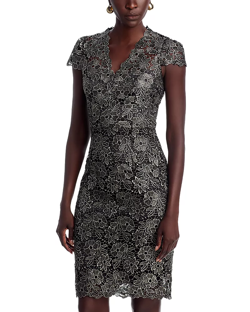 Eliza J Cap Sleeve Lace Sheath Dress