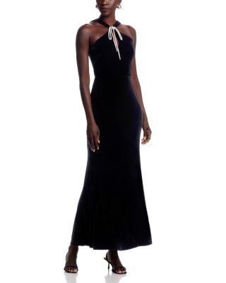 Bow Front Stretch Velvet Gown