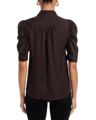 The Silk Houndstooth Gillian Top