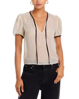 The Silk Tie Puff Sleeve Top