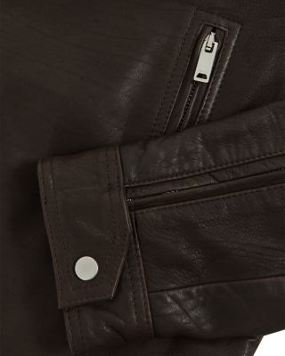 Petite Lidia Leather Biker Jacket