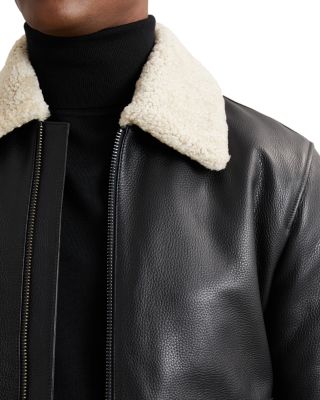 Fleece Collar Leather Jacket