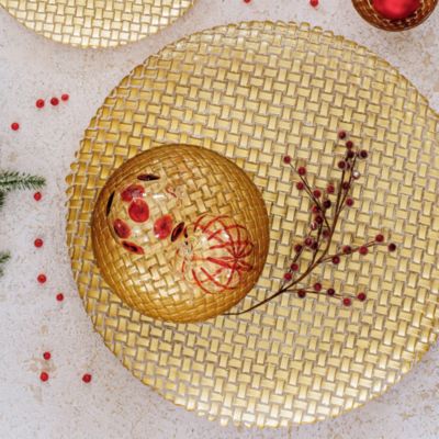 Rufolo Glass Gold Basketweave Small Serving Bowl