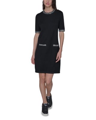 Rhinestone Trim A Line Dress