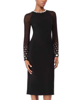 Jenny Packham Eurabia Mesh-Sleeve Midi Dress