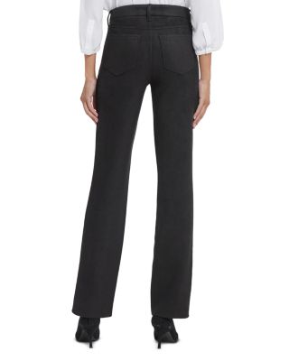 Marilyn High Rise Straight Jeans in Faux Suede in Black