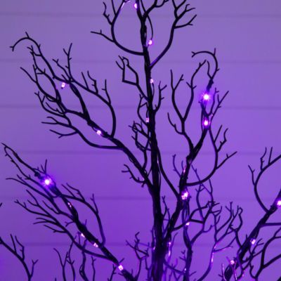 4' Pre-Lit Halloween Minimalist Twig Artificial Fall Tree with 160 Orange & Purple LED Lights