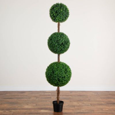 7' UV Resistant Artificial Triple Ball Boxwood Topiary Tree 