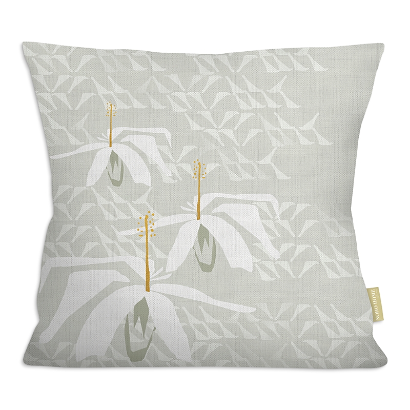 Noho Home Koki'o Ke'oke'o Square Pillow Cover In Silver