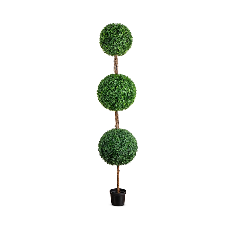 Nearly Natural 8ft Uv-resistant Artificial Triple Ball Boxwood Topiary Tree (indoor/outdoor) In Green