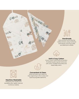 Unisex Charlie Hooded Towel & Wash Cloths Set