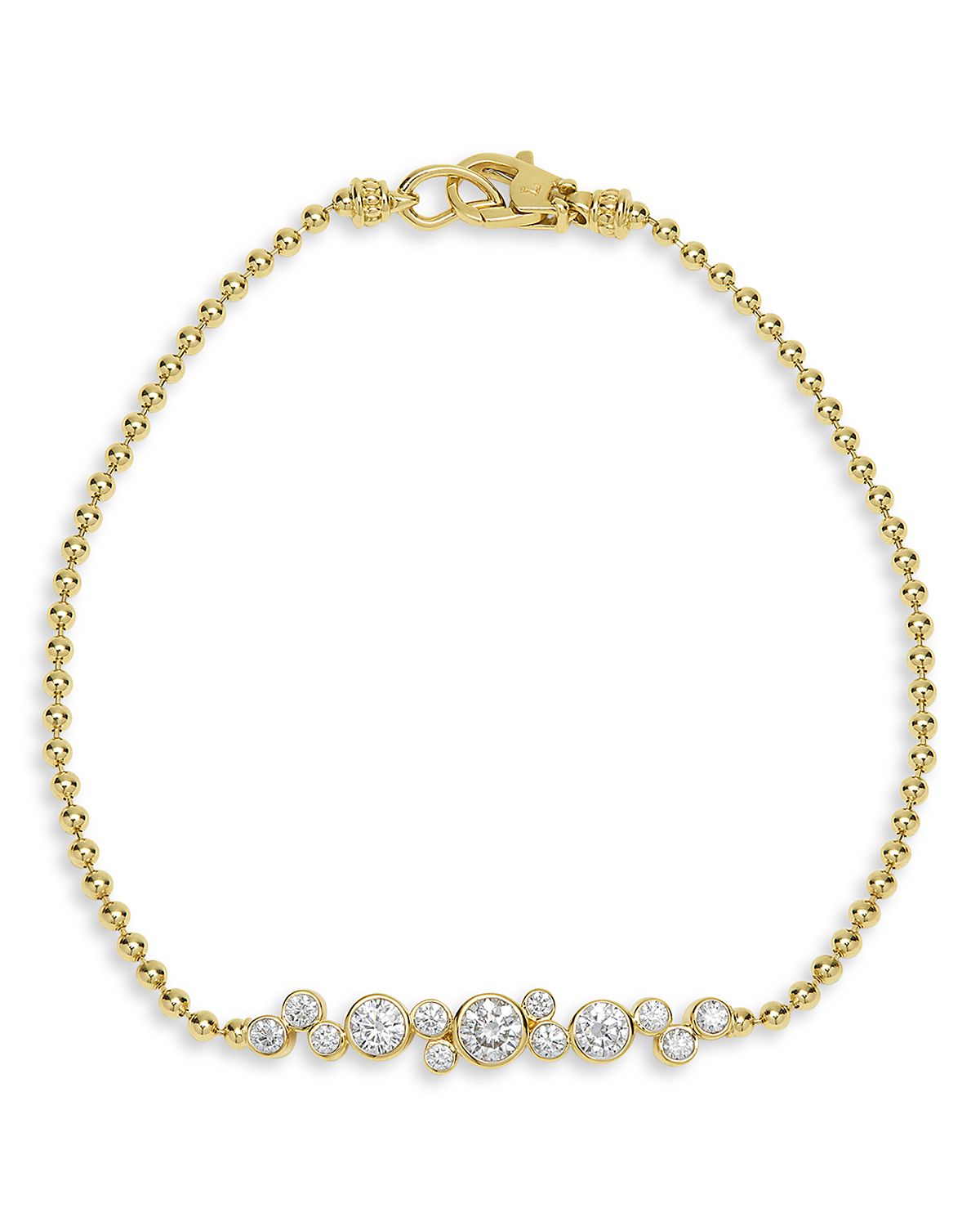 Lagos 18K Yellow Gold Fizz Diamond Bezel Horizontal Cluster Bead Link Bracelet