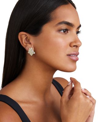 18K Yellow Gold Fizz Diamond Bezel Cluster Statement Earrings