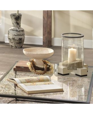  Vector Leather and Glass Hurricane Candle Holder