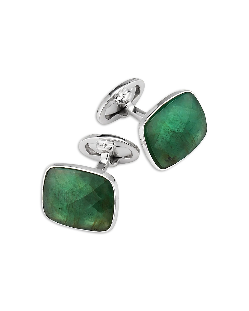 Jan Leslie Emerald Cufflinks In Sterling Silver In Green