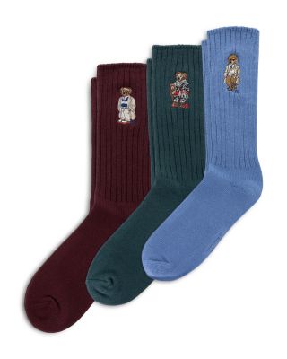 Embroidered Bears Socks Gift Box, Pack of 3