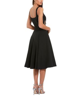 Sleeveless Crepe Rhinestone Cutout Midi Dress