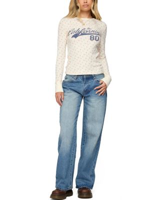  Cali Floral Ribbed Long Sleeve T Shirt