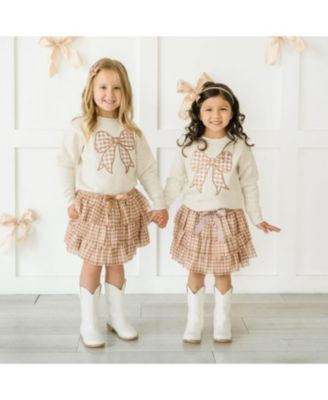 Girls' Gingham Printed Tulle Bow Headband