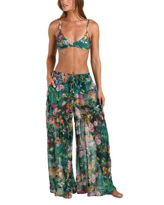 Sharon Charonda Butterfly Sheer Wide Leg Pants Swim Cover-Up - Exclusive