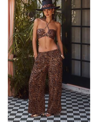 Geraldine Patch Leopard Pants Swim Cover-Up