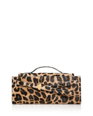 Dash Leopard Print Calf Hair Clutch