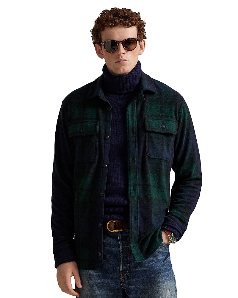Polo Ralph Lauren Plaid Knit Flannel Overshirt In Green