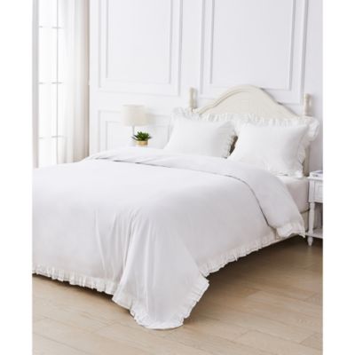 Double Ruffle Percale Duvet Cover Set, Twin