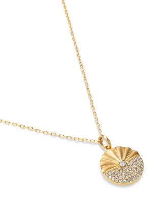 Diamond Disc Pendant Necklace in 14K Yellow Gold, 0.29 tcw