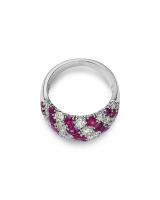 Ruby & Diamond Band Ring in 14K White Gold