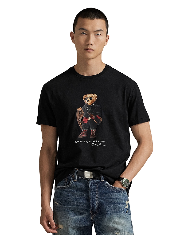 Polo Ralph Lauren Slim-fit Crew Neck T-shirt With Graphic Bear Print In Black