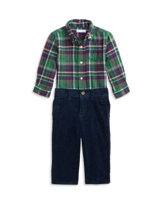 Boys' Plaid Cotton Shirt & Corduroy Pant Set - Baby