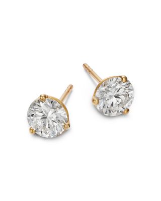 Certified Lab Grown Diamond Stud Earrings in 18K Yellow Gold, 2.0 tcw