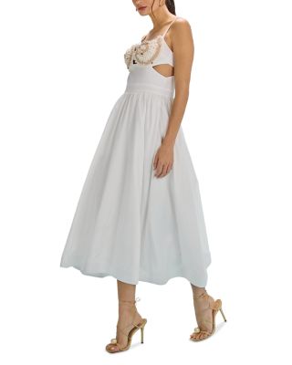 Seaweed Shell Embroidered Midi Dress