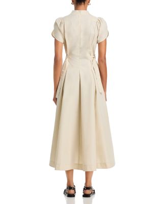 Puff Short Sleeve Side Tie Cotton Dress