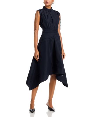 Ruched Handkerchief Hem Dress