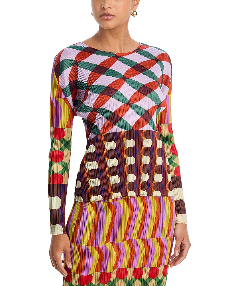 Pleats Please Issey Miyake Harmony Printed Long Sleeve Top