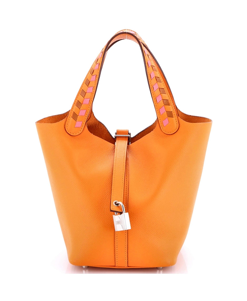 Click to view more detailed imagery on our partner's website Pre-owned Pre-owned Hermes Hermes Pm Picotin Lock Bag Tressage Epsom In Orange