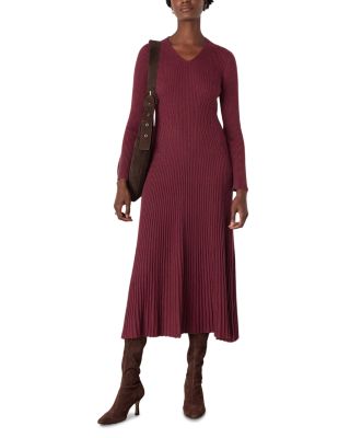 V Neck Cable Ribbed Knit Dress
