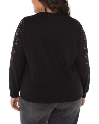 Lace Sleeve Crewneck Top