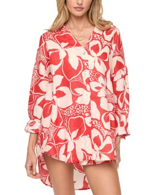 Rio Button Front Linen Cover Up Tunic & Rio Linen Cover Up Shorts