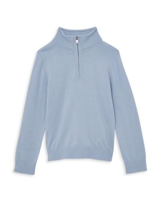 Boys' Long Sleeved Merino Wool Funnel Neck 1/2 Zip Sweater - Big Kid