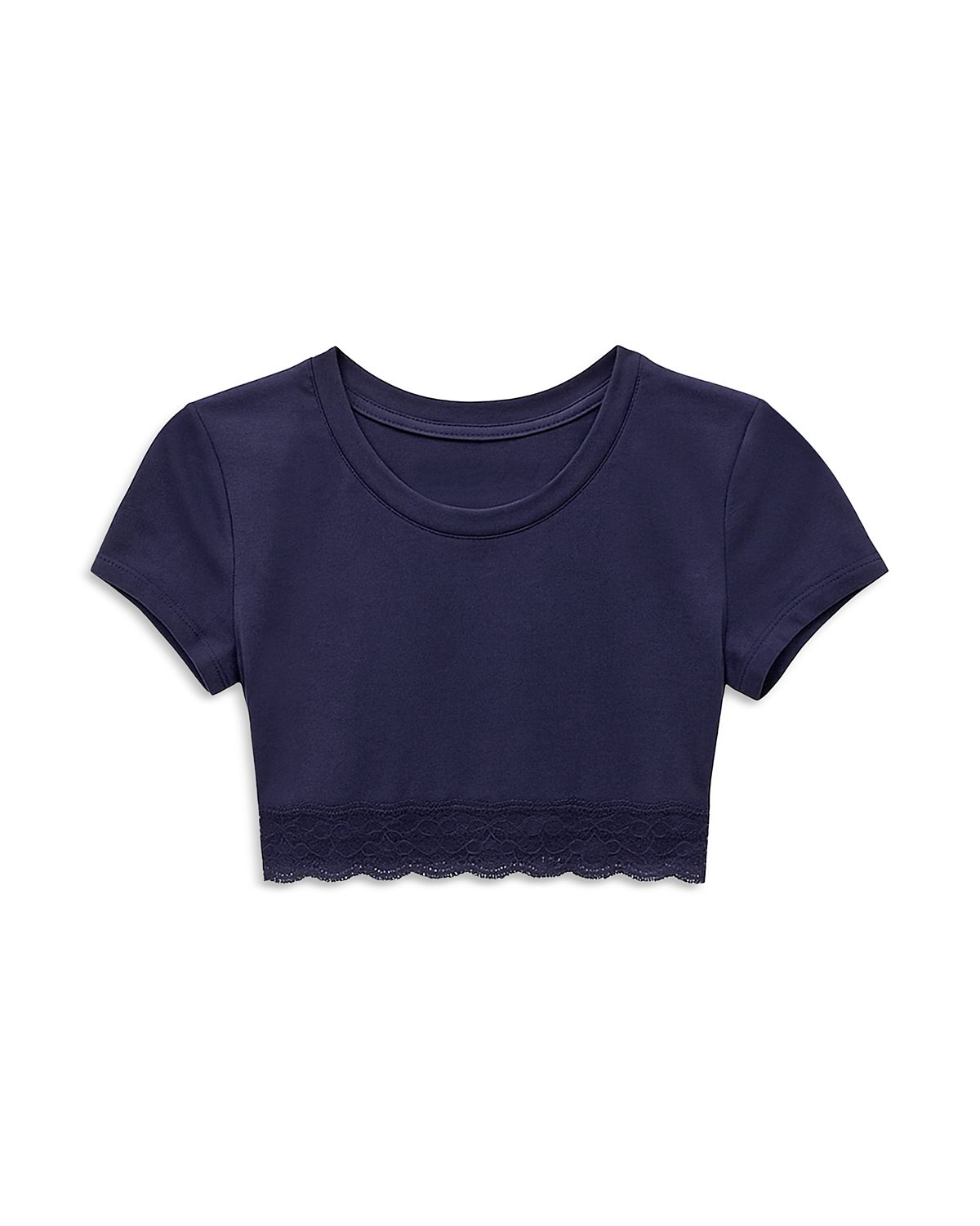 KatieJnyc Girls' Lace Hem Crop Tee - Big Kid