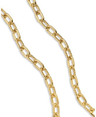 18K Yellow Gold DY Madison&reg; Textured & Polished Link Chain Necklace, 18.25"