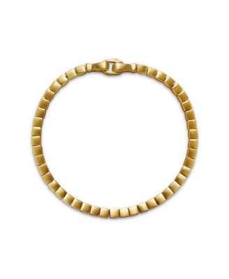 Men's 18K Yellow Gold Spiritual Beads Textured Square Link Bracelet